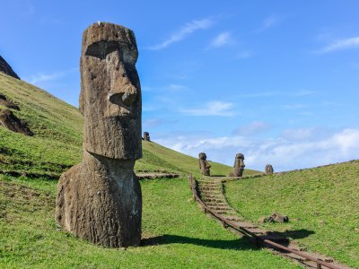 Moai statues in the Rano Raraku Volcano in Easter Island