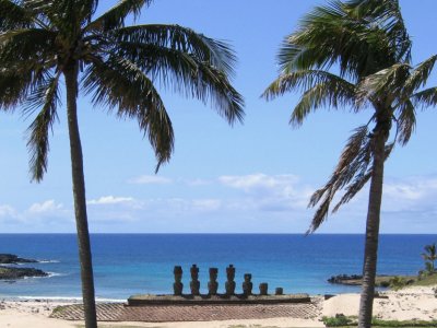 Rapa Nui Statues on the beach