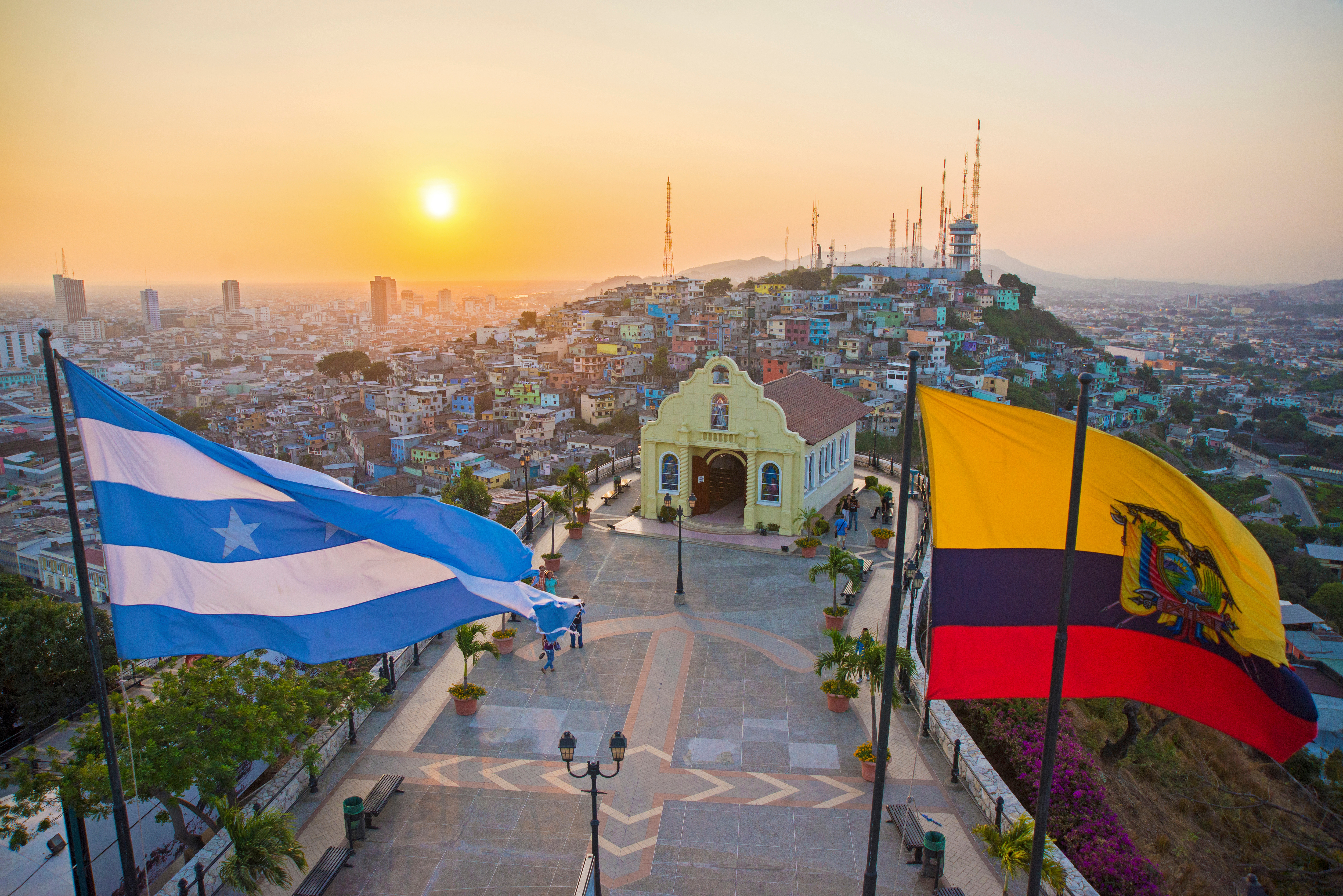 Ecuador SAnta Ana Chapel And The City Of Guayaquil, Ecuador SAnta Ana Chapel And The City Of Guayaquil,