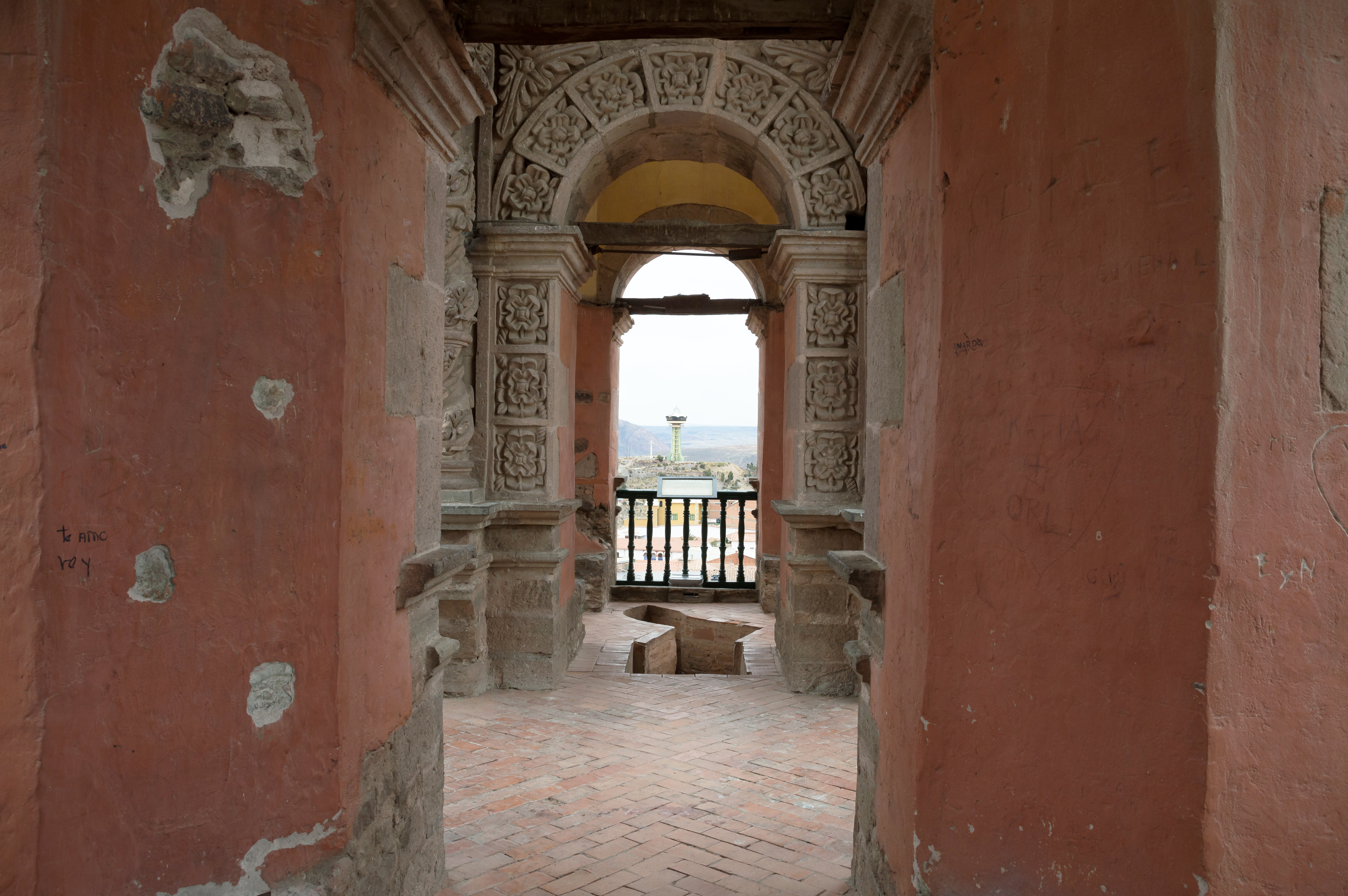 Bolivia, Potosi Interior Of The Viewpoint Of The Tower Of The Society Of Jesus In Potosí, It Is Possible To See Another Viewpoint In The Background Through The Opening