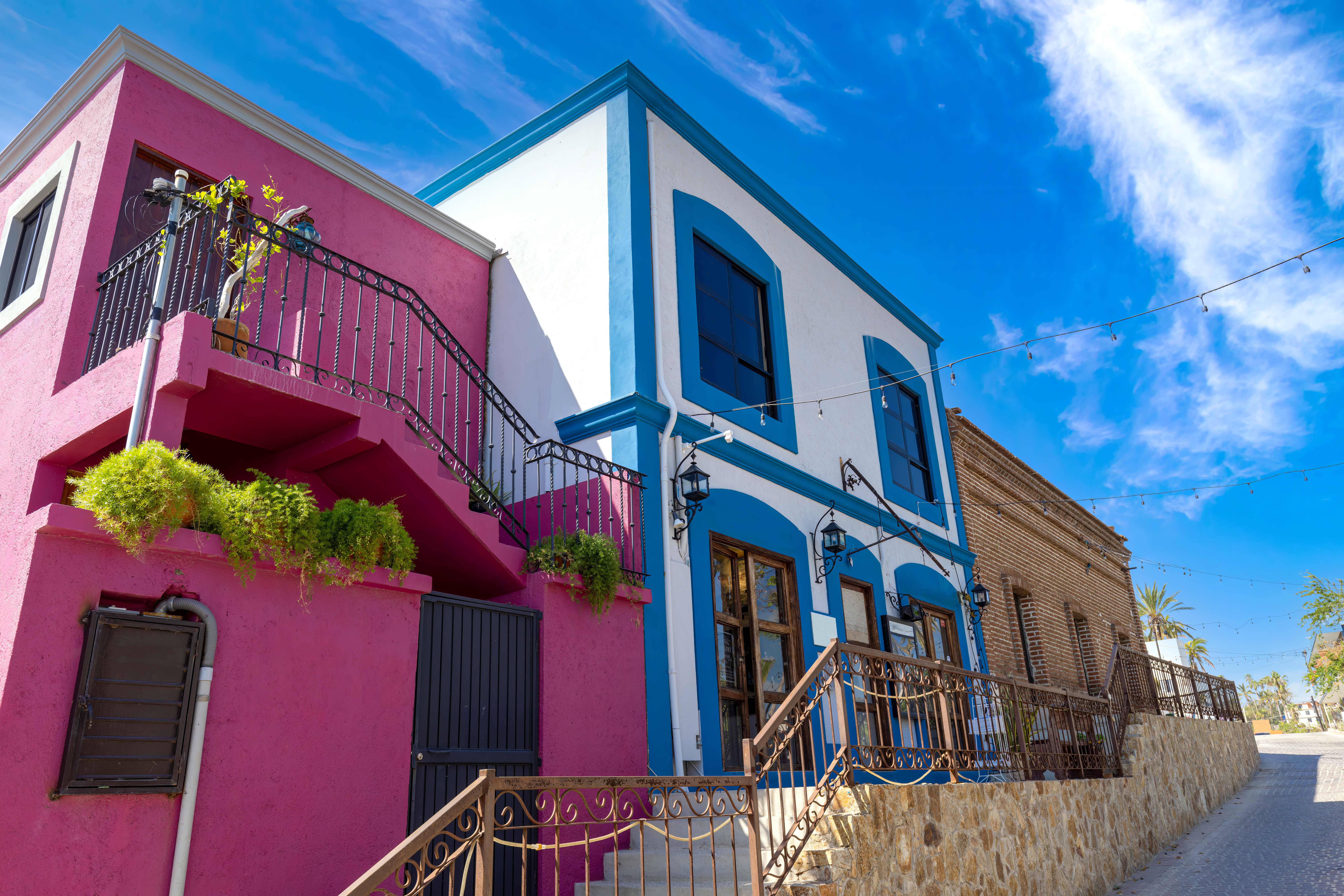 Mexico, Colonial Streets And Colorful Architecture Of San Jose Del Cabo In Historic Center. Mexico, Colonial Streets And Colorful Architecture Of San Jose Del Cabo In Historic Center.