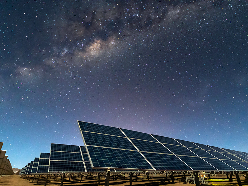 Solar Energy Panels in the Atacama Desert night sky