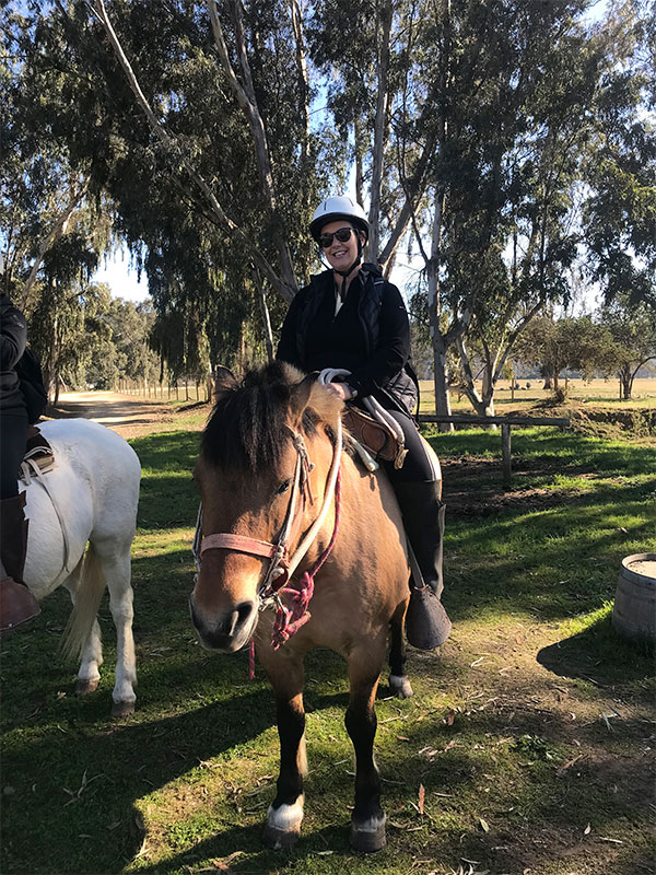 Gaynor getting around on horseback