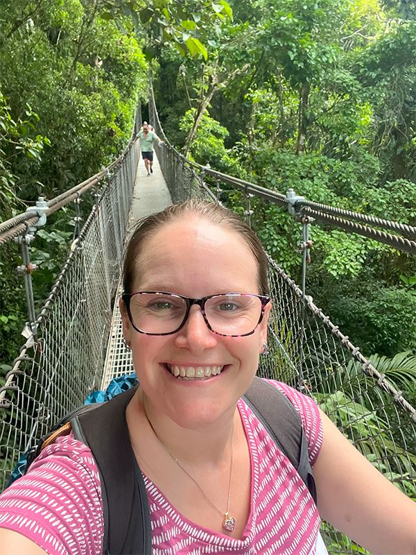Sarah enjoying the bridges of Monteverde
